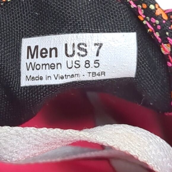 Vans Authentic Neon Paint Splatter Lace Up Sneakers Black Pink 7 Men 8.5 Women - Picture 8 of 8